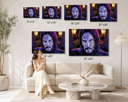 John Wick Pop Art Canvas Print Modern Action Movie Wall Decor