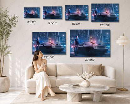 John Wick Car Canvas Print Cinematic Automotive Wall Decor