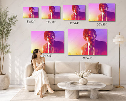 John Wick Cinematic Canvas Print Keanu Reeves Movie Wall Decor