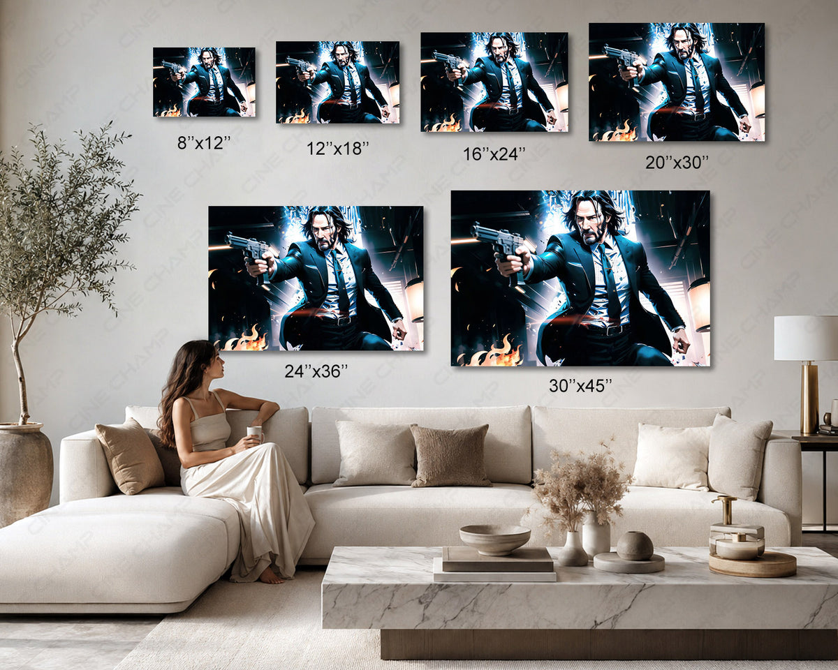John Wick In Action Mode Canvas Print Cinematic Action Wall Decor