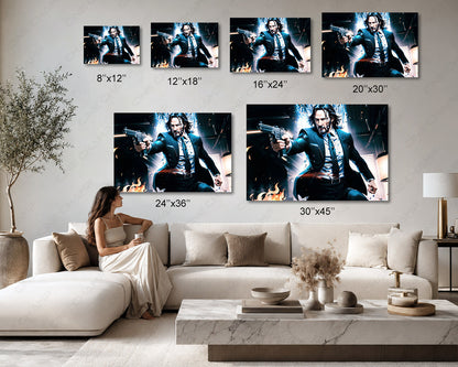 John Wick In Action Mode Canvas Print Cinematic Action Wall Decor