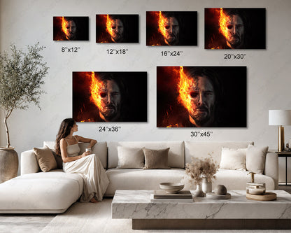 Keanu Reeves as Ghost Rider Canvas Wall Art Dark Superhero Movie Decor