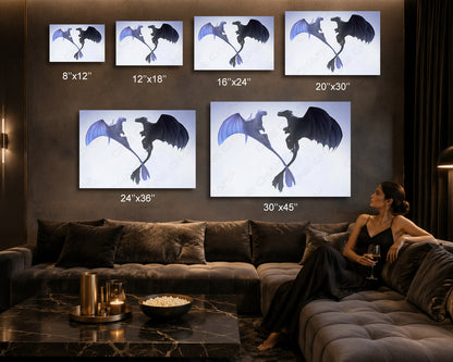 Night and Light Fury Canvas Wall Art Toothless Dragon Fantasy Movie Decor