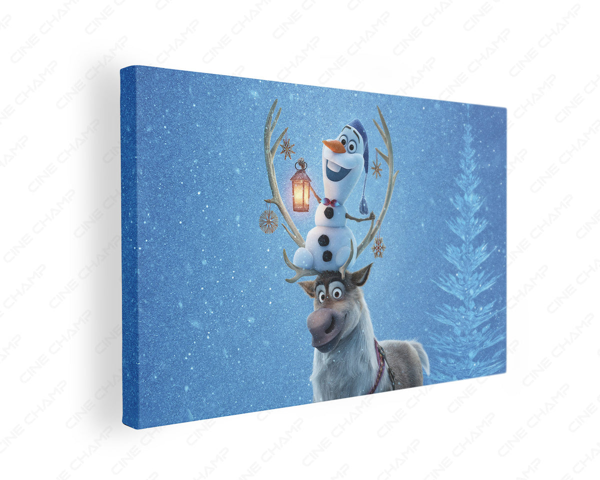 Olaf's Frozen Adventure Canvas Wall Art Whimsical Winter Holiday Movie Decor