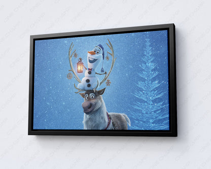 Olaf's Frozen Adventure Canvas Wall Art Whimsical Winter Holiday Movie Decor