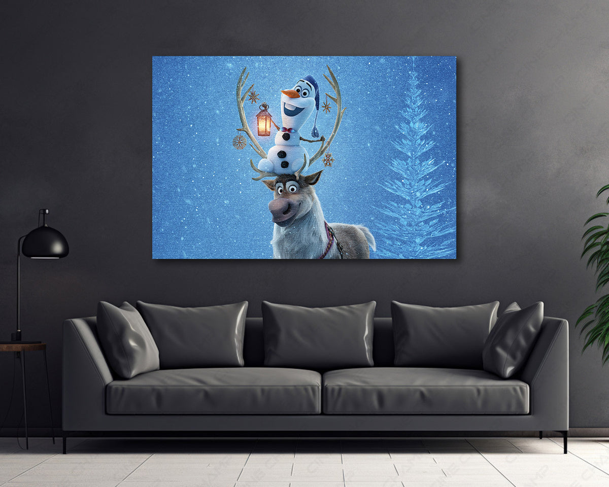 Olaf's Frozen Adventure Canvas Wall Art Whimsical Winter Holiday Movie Decor