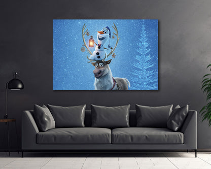 Olaf's Frozen Adventure Canvas Wall Art Whimsical Winter Holiday Movie Decor