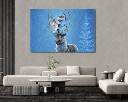 Olaf's Frozen Adventure Canvas Wall Art Whimsical Winter Holiday Movie Decor
