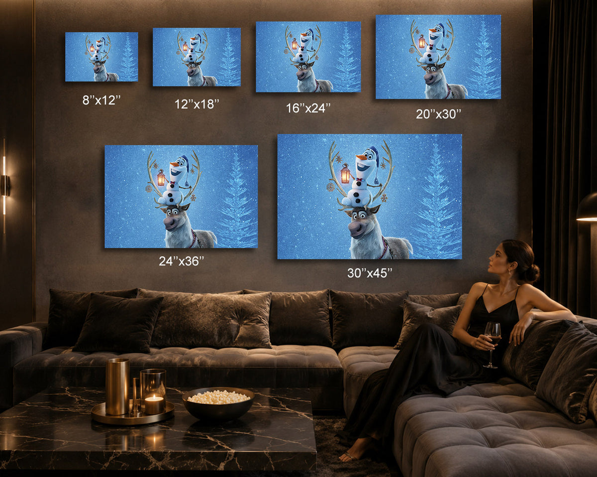 Olaf's Frozen Adventure Canvas Wall Art Whimsical Winter Holiday Movie Decor